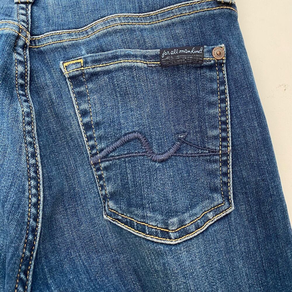 7 For All Mankind Gwenevere Jeans Blue Medium Wash Distressed Skinny Womens 26 - Picture 8 of 11